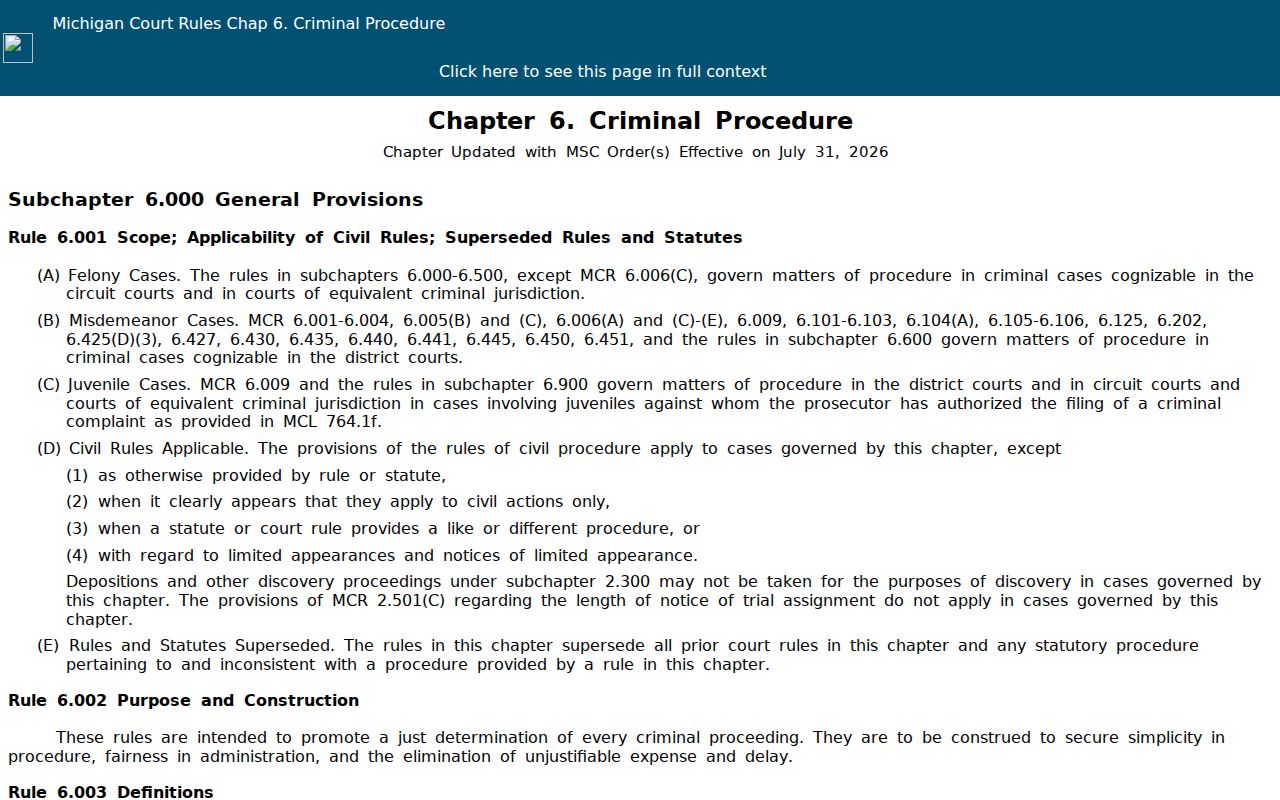 Luce County bench warrant search: Michigan Court Rules chapter on warrants