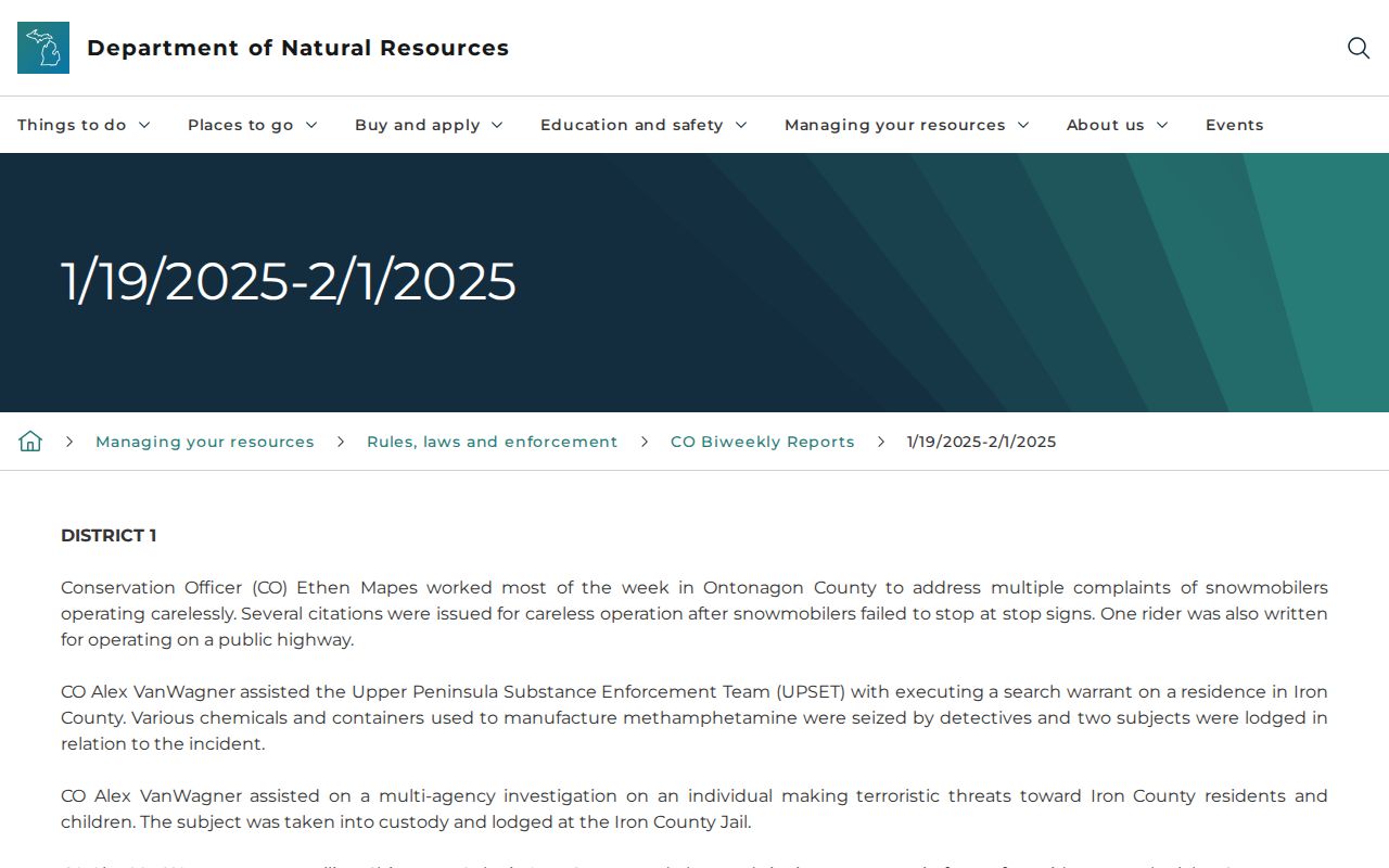 Luce County most wanted context: state DNR activity report on remote warrant service